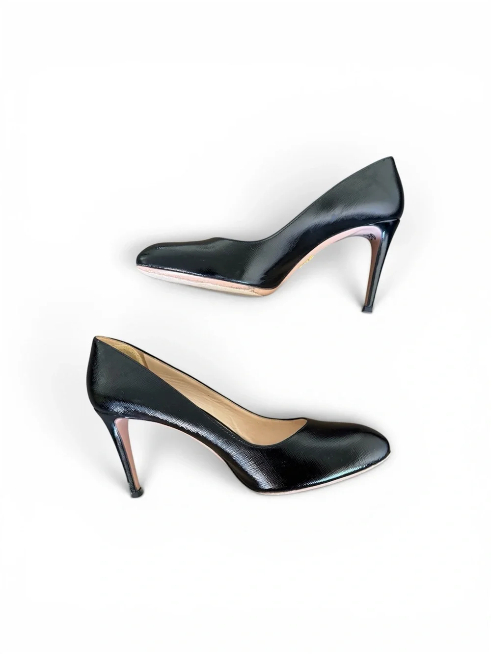 Prada Black Patent Leather Rounded Toe Pumps - Picture 6 of 11